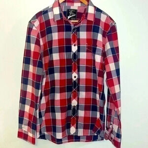 P. Co Red White & Blue Button Down Shirt Size Large
